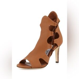 Jimmy Choo Lucky Soft Napa Leather Gladiator Open Toe Heels Tan Brown sz 39